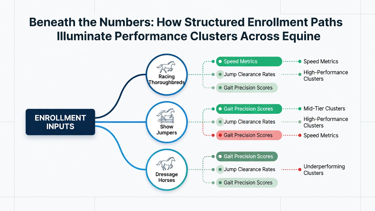 Chart showing performance clusters separated by enrollment tier in tennis and basketball markets