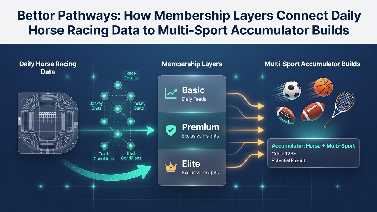 Infographic illustrating data integration from horse racing statistics into tennis and basketball parlay structures