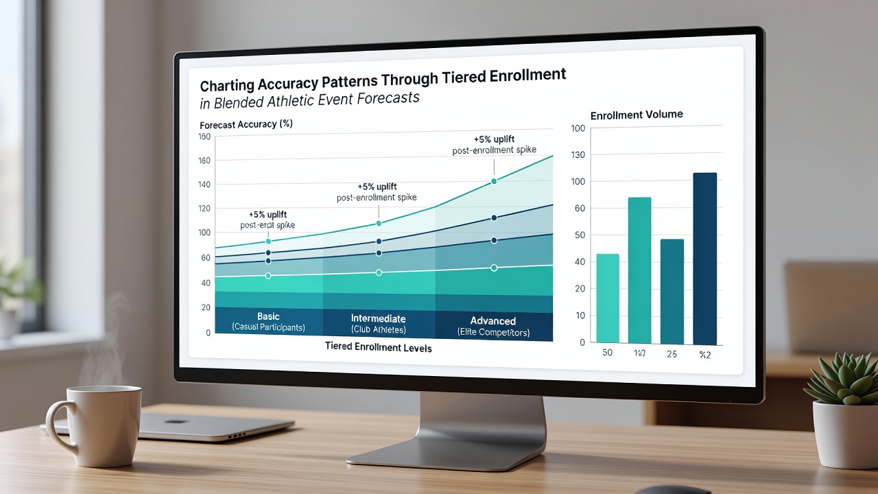 Data visualization showing accuracy trends across enrollment tiers in multi-sport forecasts
