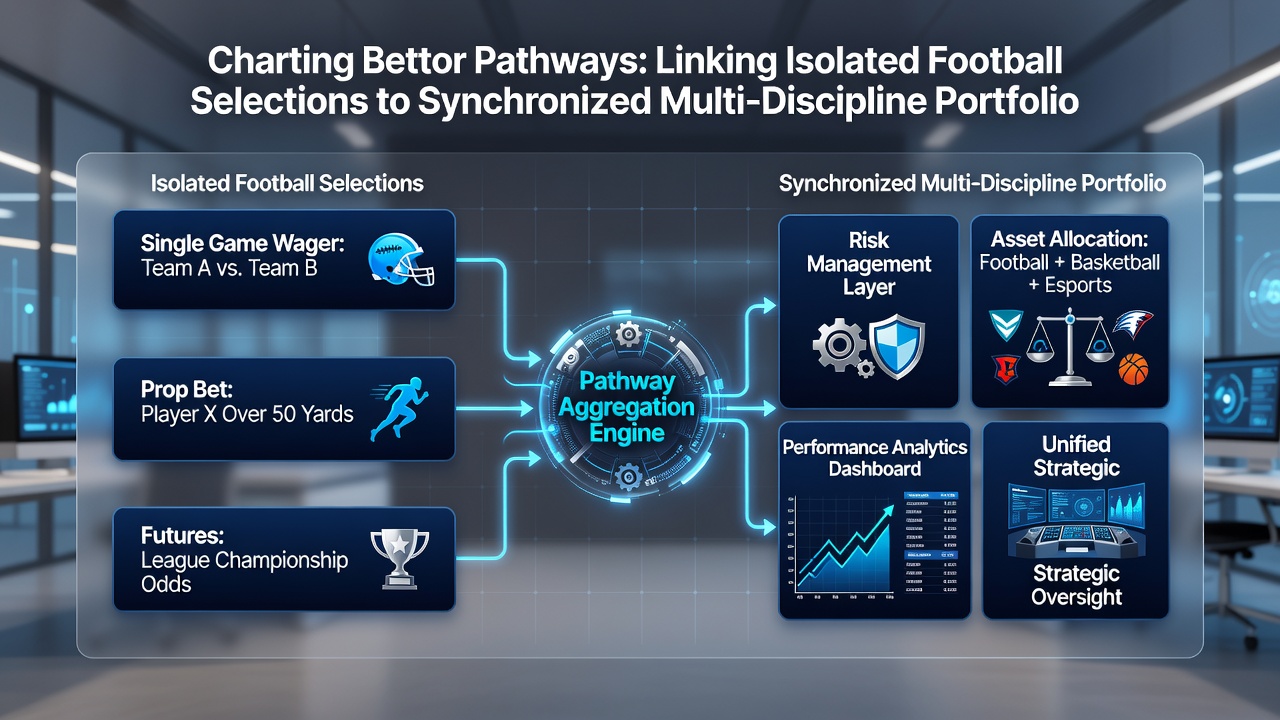 Infographic illustrating layered subscription models connecting football, tennis, basketball and racing bets in August 2026