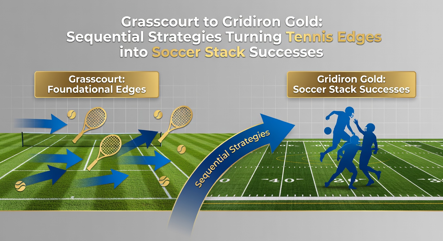 Visual breakdown of sequential betting progression from tennis singles to soccer accumulators with modular funding tiers illustrated