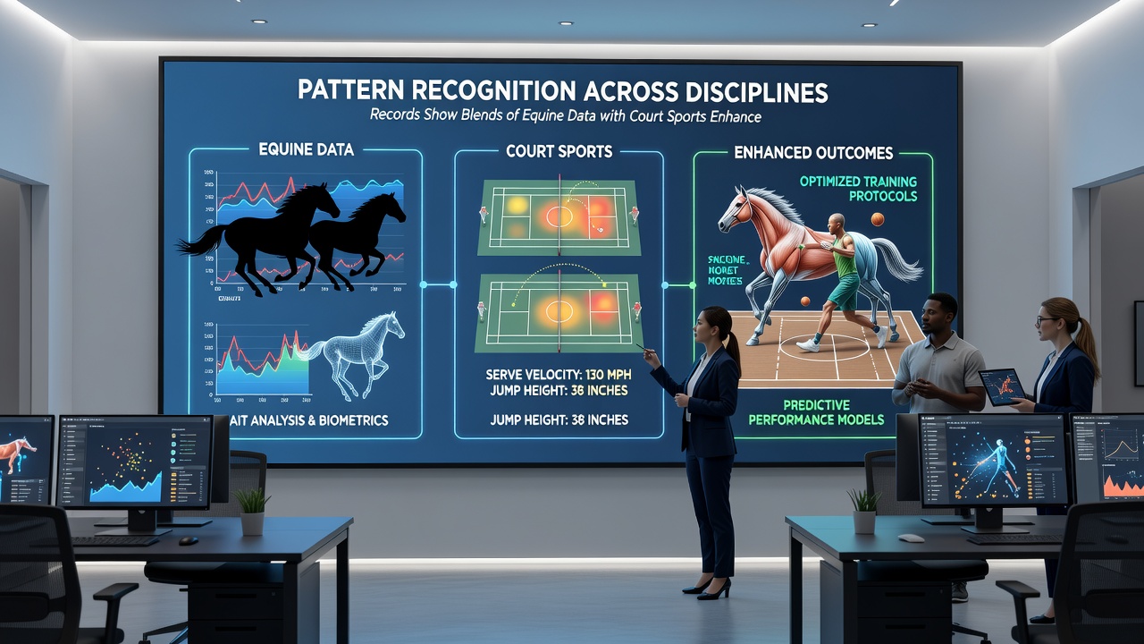 Chart illustrating efficacy gains when equine and court sport datasets merge through tiered access frameworks