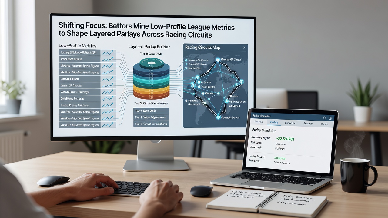 Layered parlay construction across racing and tennis events displayed on analytics platform
