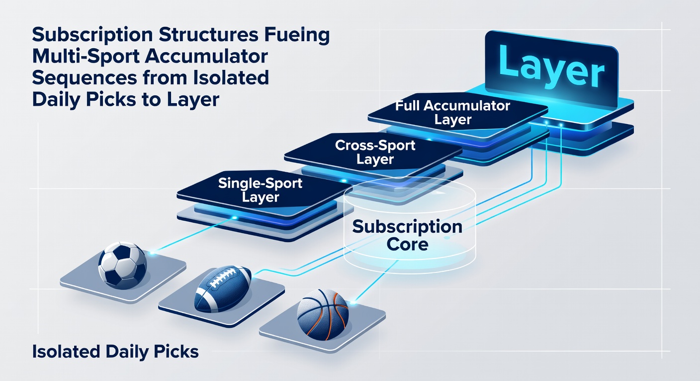 Chart displaying progression routes from daily isolated picks through subscription upgrades to multi-sport accumulator outcomes