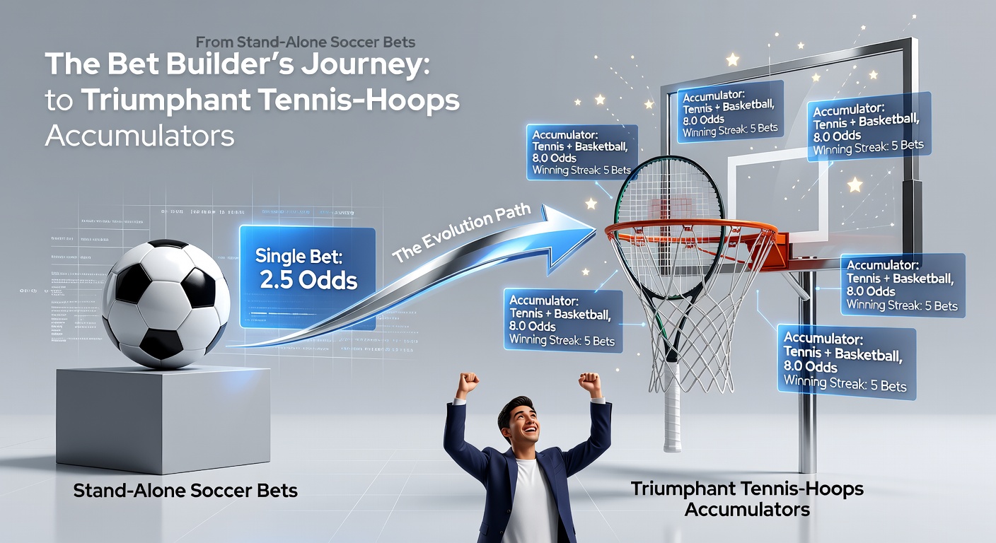 Visual breakdown of a successful tennis-basketball-soccer accumulator payout, highlighting flexible financing tiers enabling the bet
